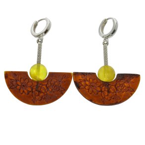 Dragefan  moderne, ikke poleret  gte rav og slv reringe 