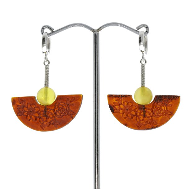 Dragefan  moderne, ikke poleret  gte rav og slv reringe 