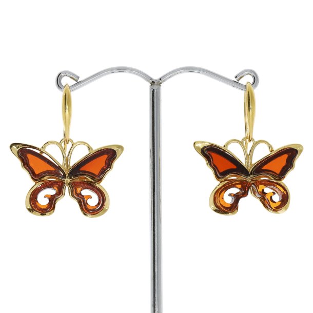 Hbets Gyldne Sommerfugl - smuk og moderne rav reringe fergyldt