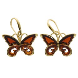 Hbets Gyldne Sommerfugl - smuk og moderne rav reringe fergyldt