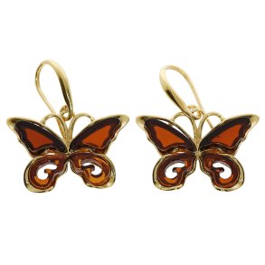 Hbets Gyldne Sommerfugl - smuk og moderne rav reringe fergyldt