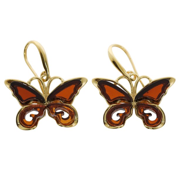 Hbets Gyldne Sommerfugl - smuk og moderne rav reringe fergyldt