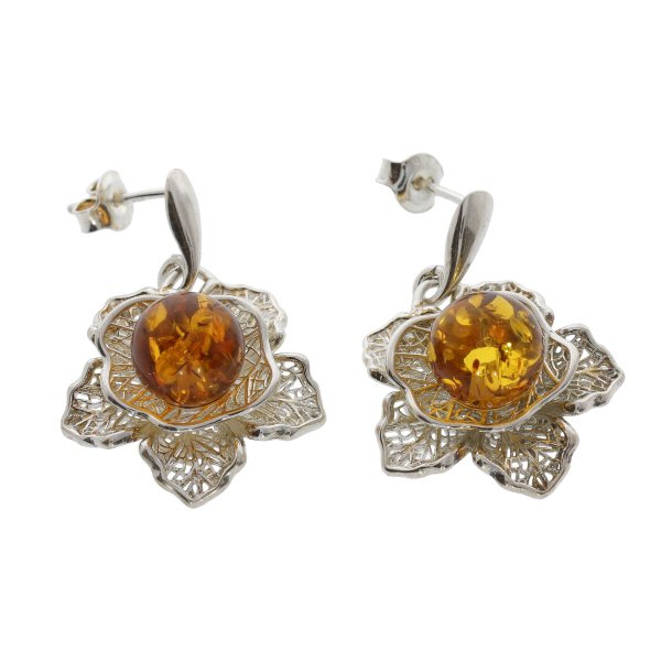 Smuk Rosendug rav og slv reringe