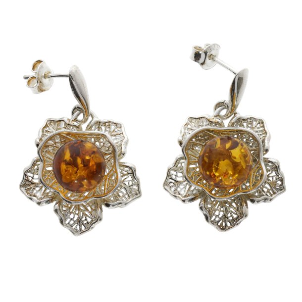 Smuk Rosendug rav og slv reringe