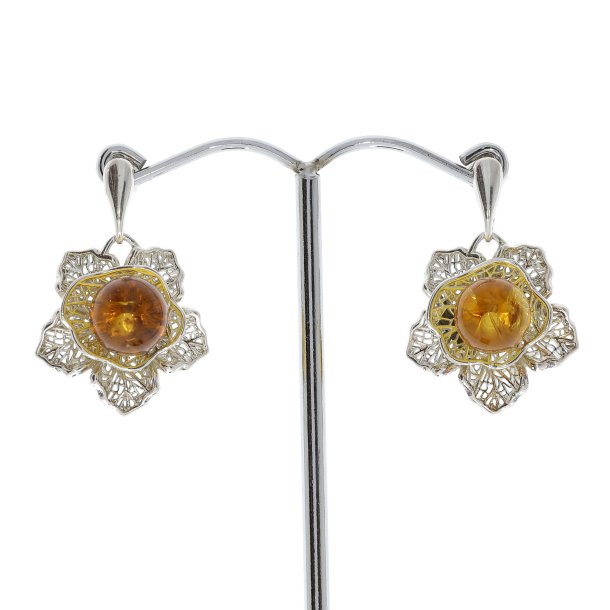 Smuk Rosendug rav og slv reringe