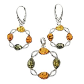 Luksuris Regndrbe - Vedhng Og reringe St Med gte Rav og Slv