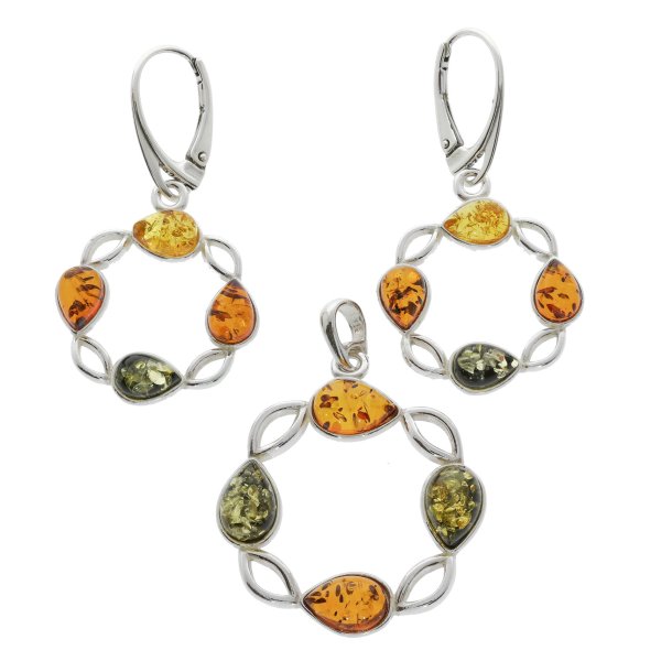 Luksuris Regndrbe - Vedhng Og reringe St Med gte Rav og Slv