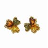 Dreifach � sch�ne und moderne Bernsteinohrringe, vergoldet