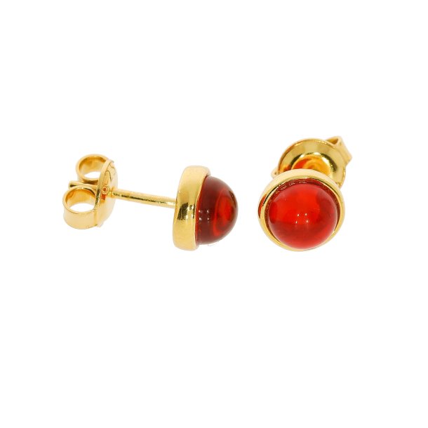 Rd Runde Rav restikker I Forgyldt Slv 