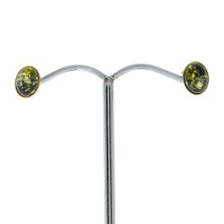 Diskret Ovale Rav �restikker I Forgyldt S�lv 