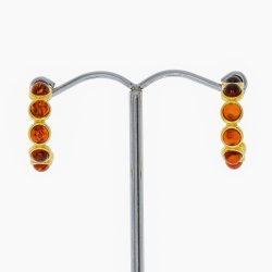 Forgyldte Creoler  - Kreoler Med �gte Rav i brun farve