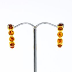 Forgyldte Creoler  - Kreoler Med �gte Rav i brun farve