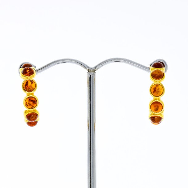 Forgyldte Creoler  - Kreoler Med �gte Rav i brun farve