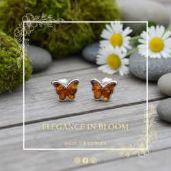  �gte Rav Sommerfugle �reringe i 925 sterlings�lv | Fine, naturinspirerede smykker til hende