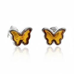  �gte Rav Sommerfugle �reringe i 925 sterlings�lv | Fine, naturinspirerede smykker til hende