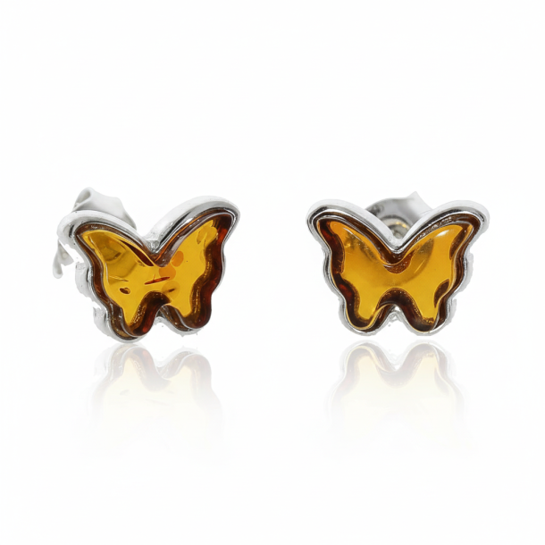  �gte Rav Sommerfugle �reringe i 925 sterlings�lv | Fine, naturinspirerede smykker til hende