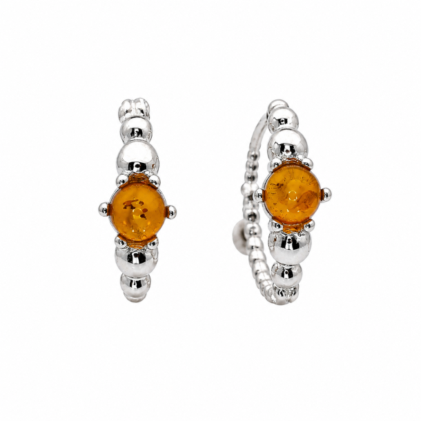 Creoler med �gte Cognac Rav � 925 Sterling S�lv
