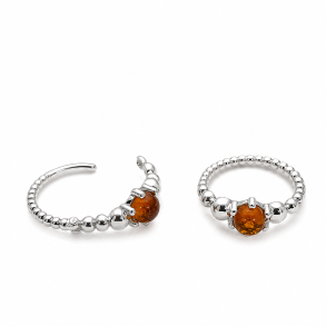 Creoler med �gte Cognac Rav � 925 Sterling S�lv