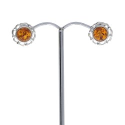 Blomster reringe I Rav Og Slv / Blumenohrringe aus Bernstein und Silber