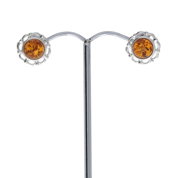 Blomster reringe I Rav Og Slv / Blumenohrringe aus Bernstein und Silber