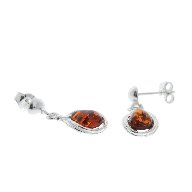 Rav Drbe reringe I Slv /  Bernsteintropfen Ohrringe in Silber