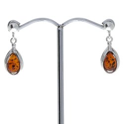  Rav Drbe reringe I Slv /  Bernsteintropfen Ohrringe in Silber