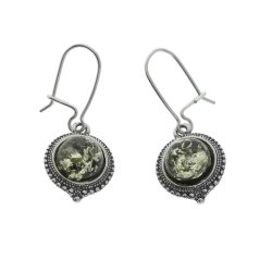 Runde Mandala reringe Med Grnt Rav / Runde Mandala Ohrringe mit grnem Bernstein