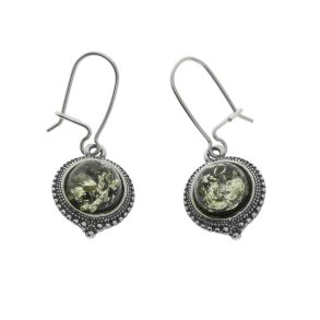 Runde Mandala reringe Med Grnt Rav / Runde Mandala Ohrringe mit grnem Bernstein