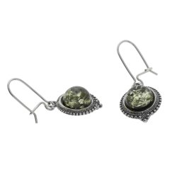 Runde Mandala reringe Med Grnt Rav / Runde Mandala Ohrringe mit grnem Bernstein