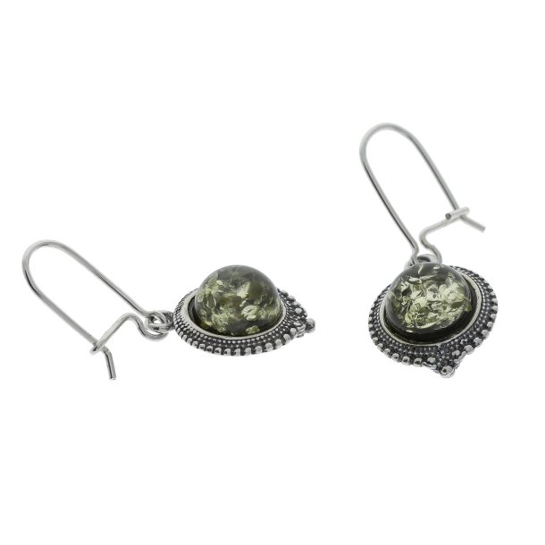 Runde Mandala reringe Med Grnt Rav / Runde Mandala Ohrringe mit grnem Bernstein