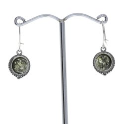 Runde Mandala reringe Med Grnt Rav / Runde Mandala Ohrringe mit grnem Bernstein