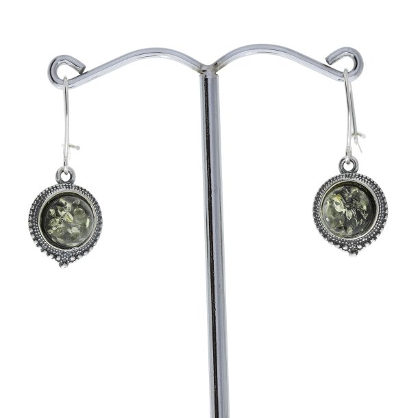 Runde Mandala reringe Med Grnt Rav / Runde Mandala Ohrringe mit grnem Bernstein