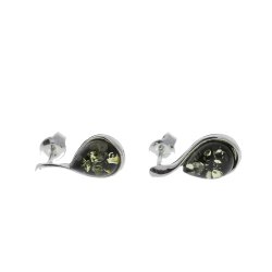 Vanddrben restikker I Grnt Rav Og Slv / Wassertropfen Ohrringe aus grnem Bernstein und Silber