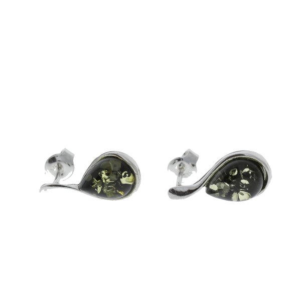 Vanddrben restikker I Grnt Rav Og Slv / Wassertropfen Ohrringe aus grnem Bernstein und Silber