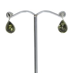 Vanddrben restikker I Grnt Rav Og Slv / Wassertropfen Ohrringe aus grnem Bernstein und Silber