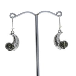 Halv Mne reringe I Slv Og Grn Rav