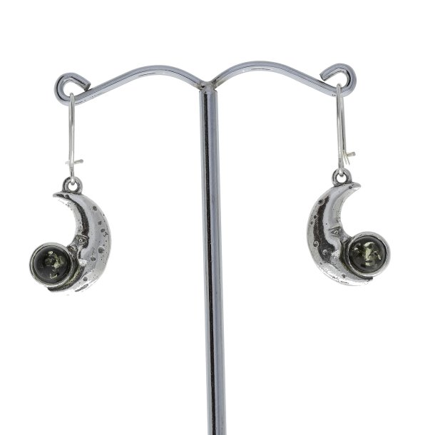 Halv Mne reringe I Slv Og Grn Rav