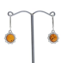 G�nsebl�mchen Ohrringe aus Silber und Bernstein