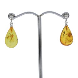 Bernstein Tropfenohrringe in Silber
