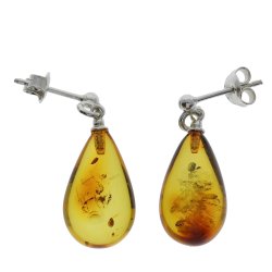 Bernstein Tropfenohrringe in Silber