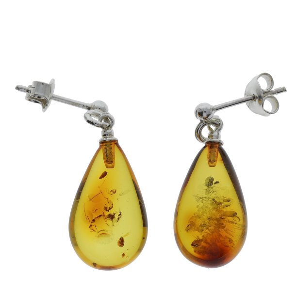 Bernstein Tropfenohrringe in Silber