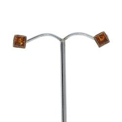 Firkantede Rav restikker I Forgyldt Slv