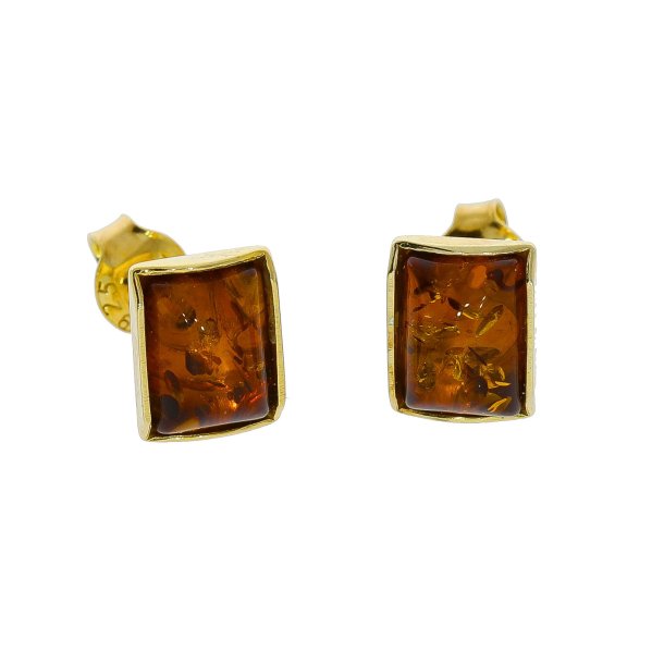 Firkantede Rav restikker I Forgyldt Slv 