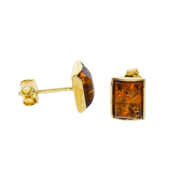 Firkantede Rav restikker I Forgyldt Slv 