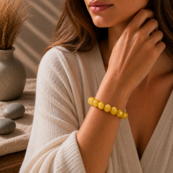 Edles Gelbes Bernstein Armband � Gro�e Runde Perlen aus Echtem D�nischen Bernstein