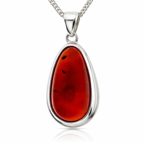 Handgefertigter Bernstein- und Sterlingsilber-Anh�nger