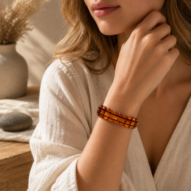 Elegantes Bernstein Armband aus Echtem Bernstein � Honig &amp; Cognac | Der kleine Bernsteinladen