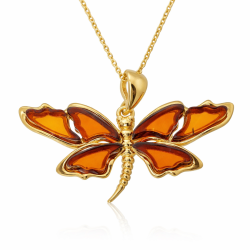 Schmetterling Anh�nger aus vergoldetem 925 Sterling Silber mit d�nischem Bernstein