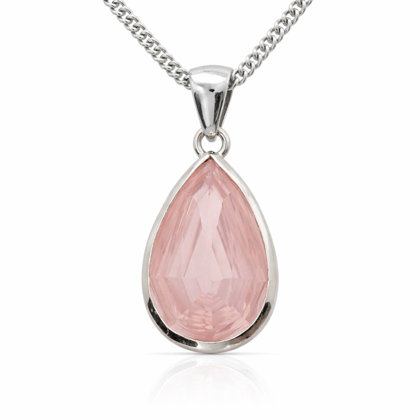 Rosakvartz Anh�nger von h�chster Qualit�t, diamantgeschliffen, hergestellt nach alter Goldschm