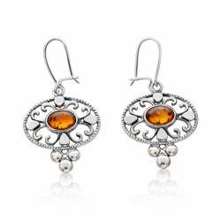 Elegante Bernstein Ohrringe aus Sterlingsilber � Nordisches Filigran Design